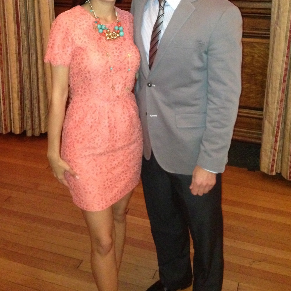 Coral Lace Cocktail Dress 🍹